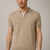 Wholesale Windsor Lindo Linen Knitted Polo Shirt In Brown And Beige