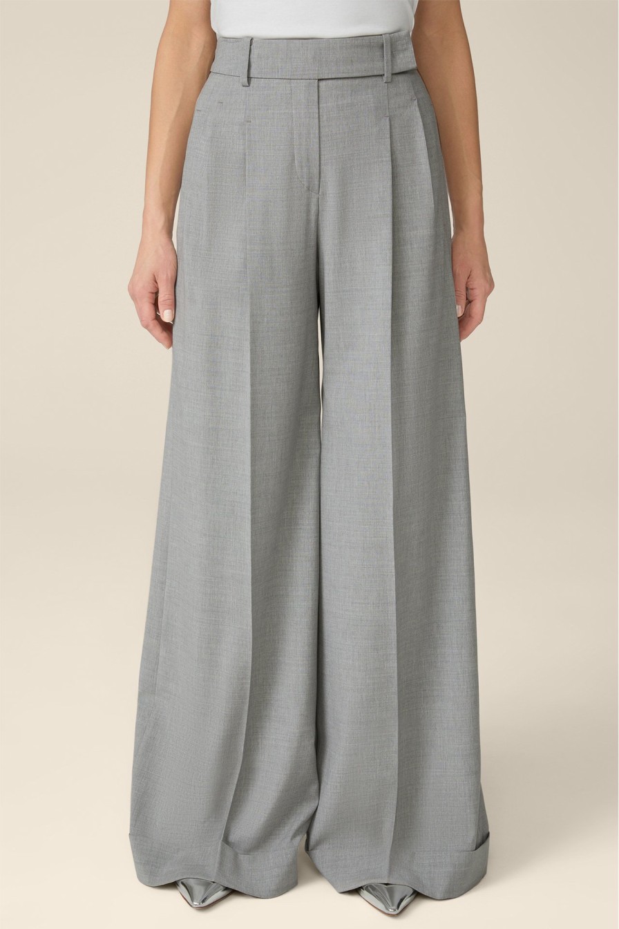 Hot Windsor Wool Blend Palazzo Trousers In Light Grey Marl