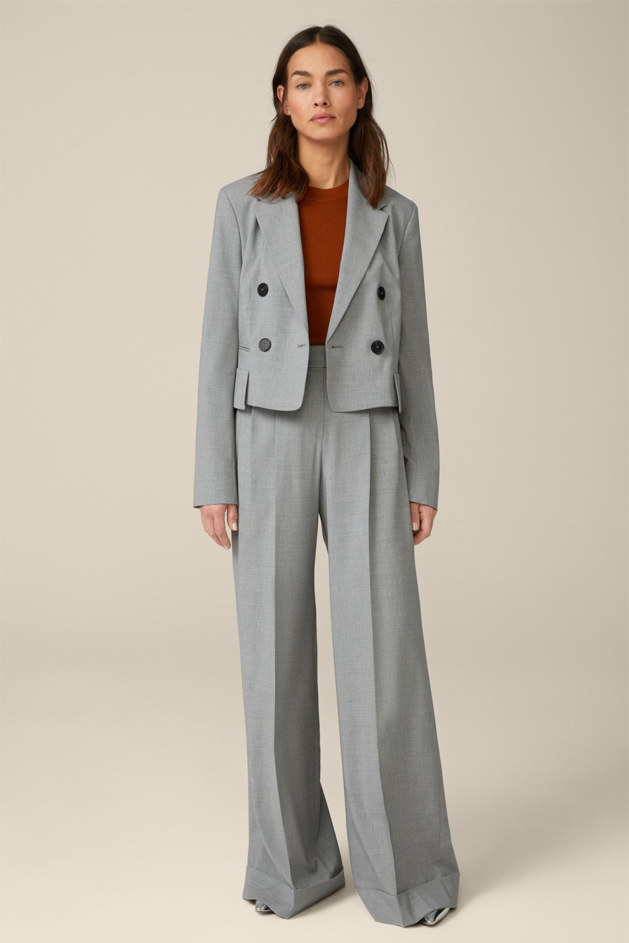 Hot Windsor Wool Blend Palazzo Trousers In Light Grey Marl