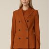 Clearance Windsor Virgin Wool Stretch Double-Breasted Blazer In Copper