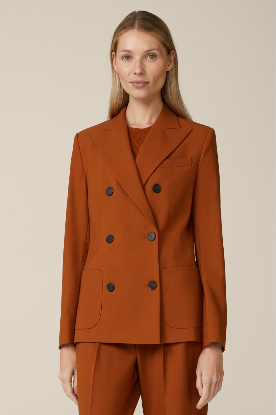 Clearance Windsor Virgin Wool Stretch Double-Breasted Blazer In Copper