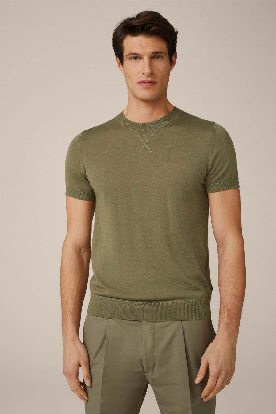 New Windsor Nando Knitted T-Shirt In Olive