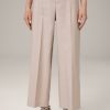 Hot Windsor Linen Stretch Palazzo Trousers, Cropped, In Taupe