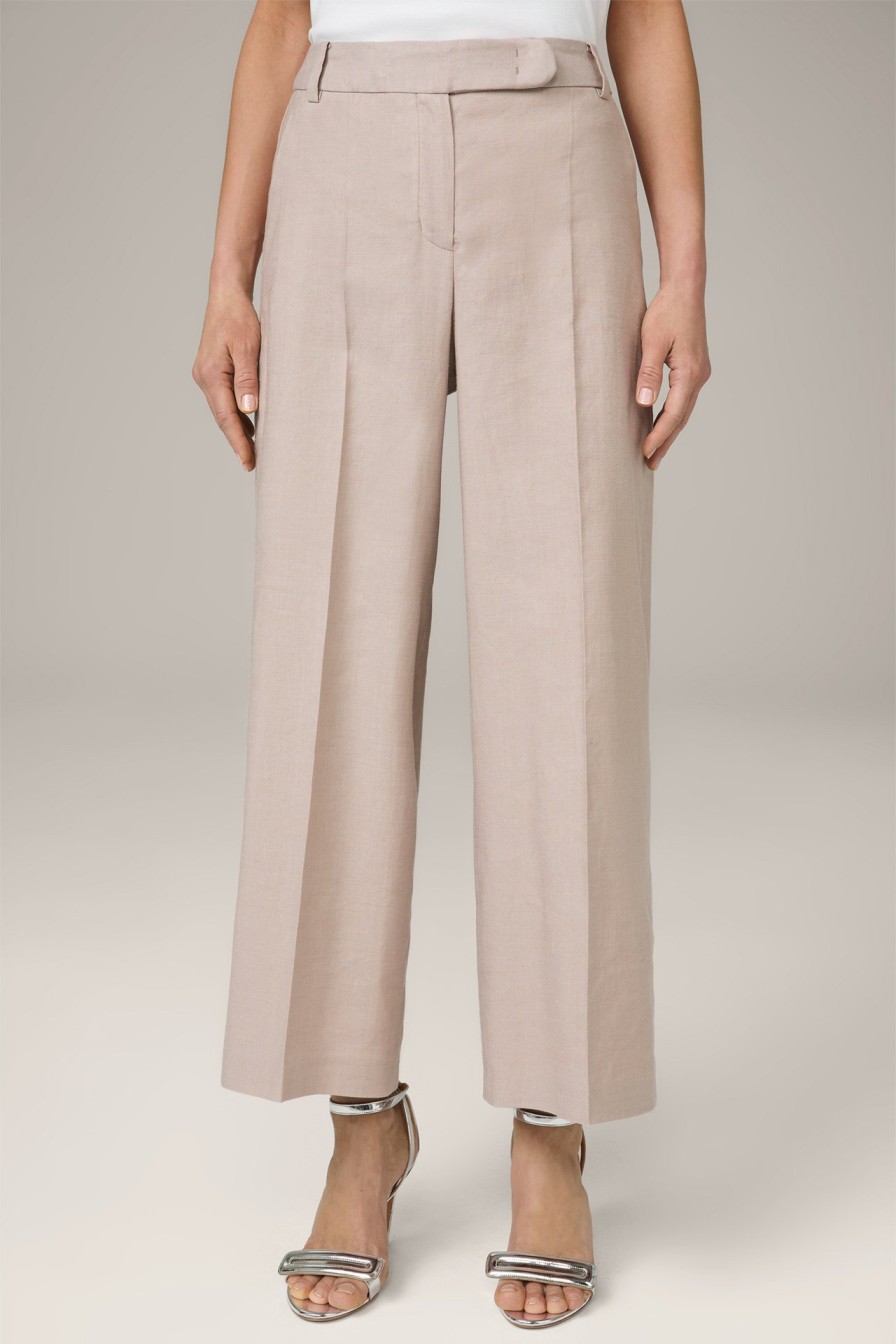 Hot Windsor Linen Stretch Palazzo Trousers, Cropped, In Taupe