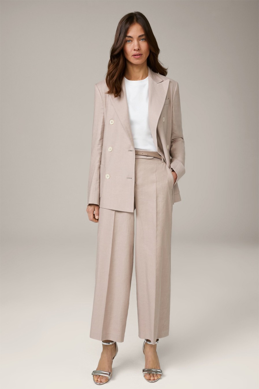 Hot Windsor Linen Stretch Palazzo Trousers, Cropped, In Taupe