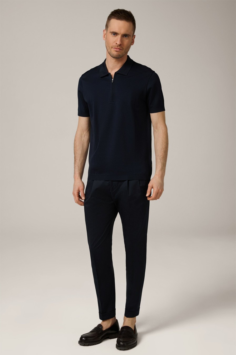 New Windsor Sapo Cotton Chinos With Pleats In Navy