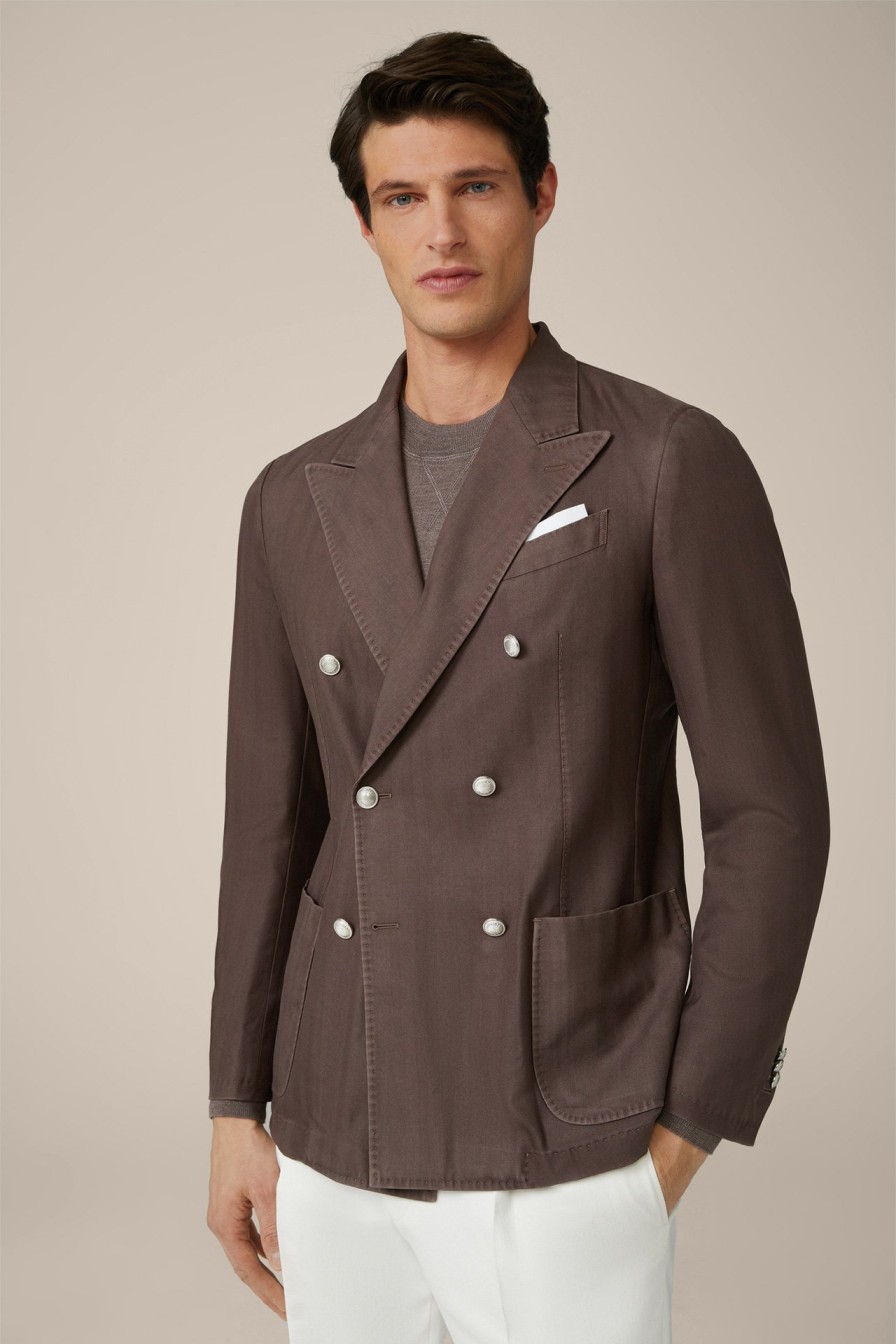 Best Windsor Secco Double-Breasted Virgin Wool Jacket In Brown