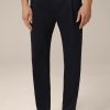 Hot Windsor Floro Wool Jersey Pleat-Front Trousers In Navy