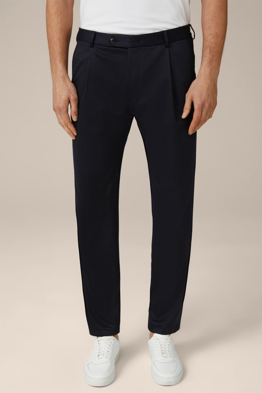 Hot Windsor Floro Wool Jersey Pleat-Front Trousers In Navy