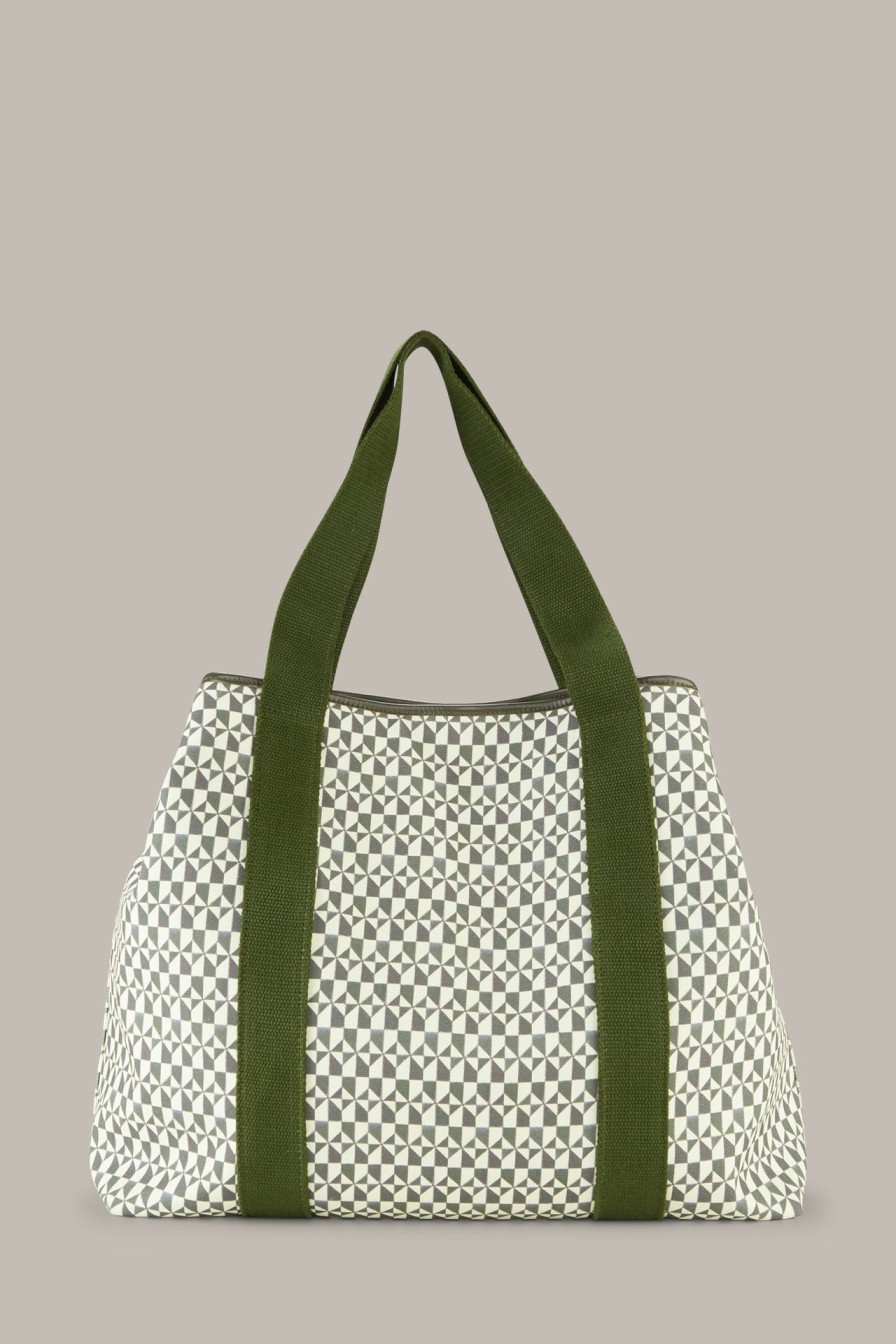 Hot Windsor Canvas Shopper In An Olive And Ecru Pattern