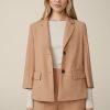 Hot Windsor Crepe Blazer Jacket In Camel