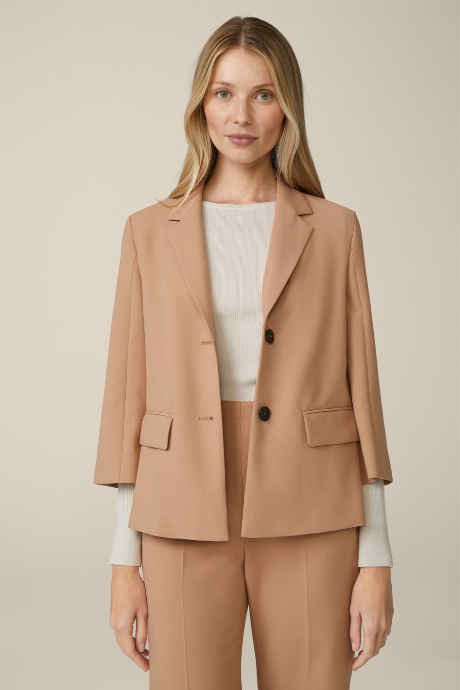 Hot Windsor Crepe Blazer Jacket In Camel