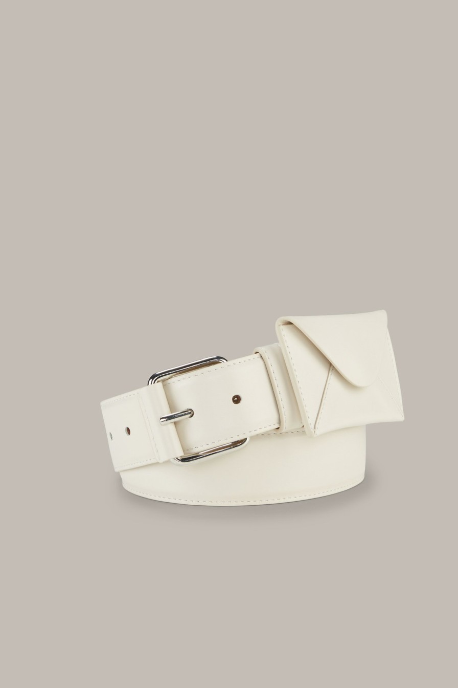 Clearance Windsor Nappa Leather Belt With Detachable Envelope Bag In Cream