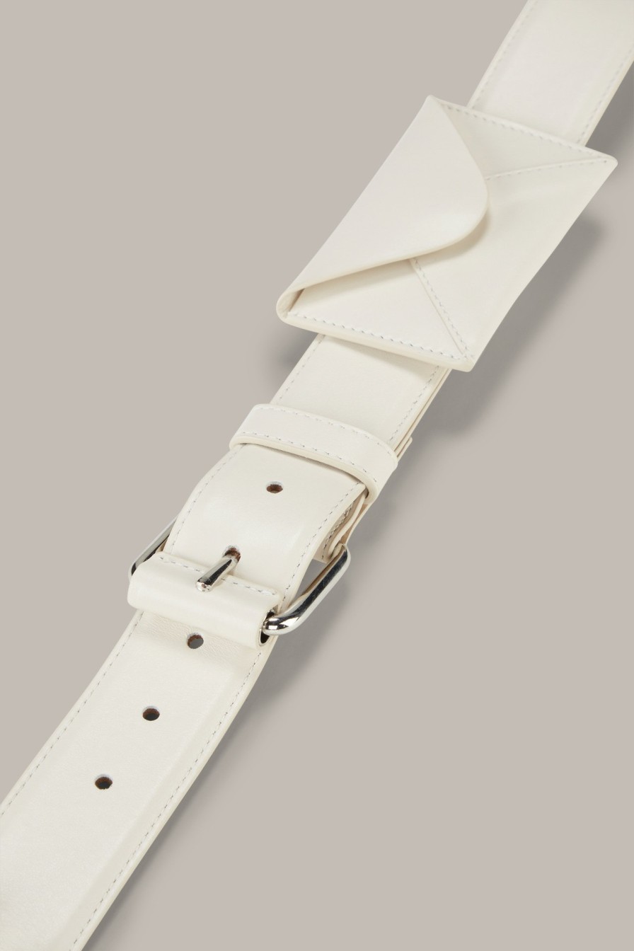 Clearance Windsor Nappa Leather Belt With Detachable Envelope Bag In Cream