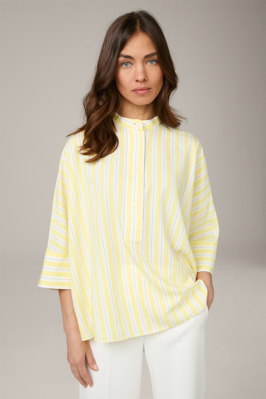 Best Windsor Viscose/Silk Blend Cape Blouse In White/Yellow Stripes