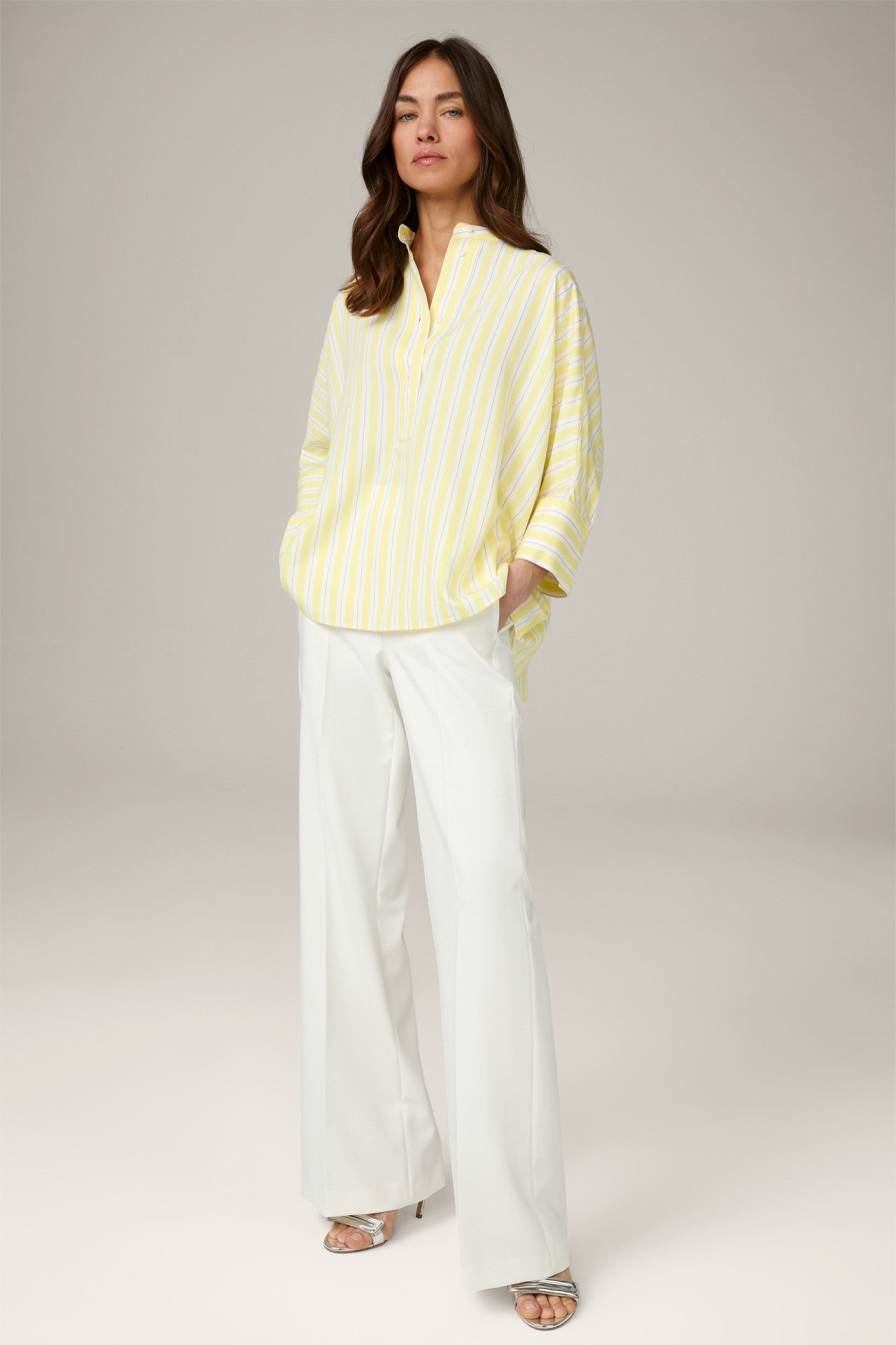 Best Windsor Viscose/Silk Blend Cape Blouse In White/Yellow Stripes